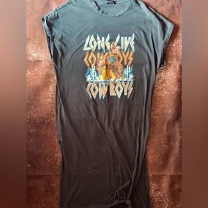 “Long Live Cowboys” Graphic T-Shirt Dress